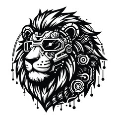 Futuristic Cybertechnology Lion Logo
