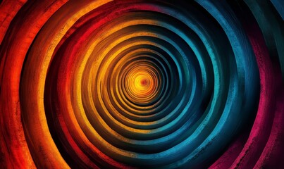 Obraz premium Abstract art of colorful concentric circles representing sound waves and vibrations, Generative AI