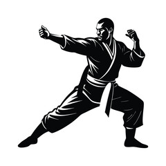 silhouette of a karate man
