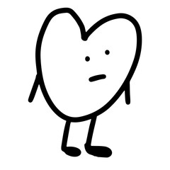 Heart line drawing with indifferent expression