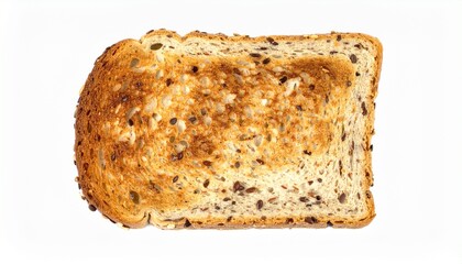 Toasted multigrain bread with seeds isolated on white background for healthy lifestyle or breakfast concept