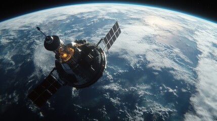 Obraz premium Satellite orbiting Earth