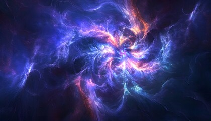 A swirling, vibrant nebula of electric, cosmic colors.