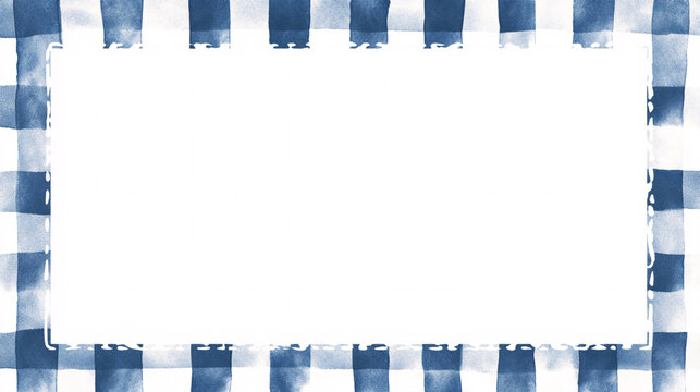 Blue and White Gingham Pattern Frame Texture Background