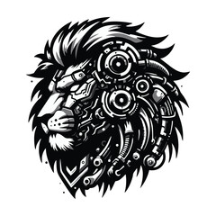 Techno Lion Logo Vector – Cyber Warrior Animal Symbol © Dhika