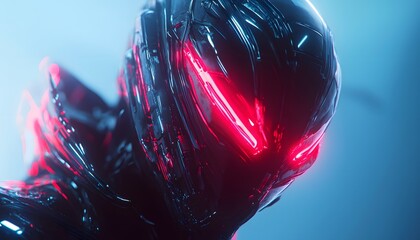 Close-up of a futuristic helmet design.