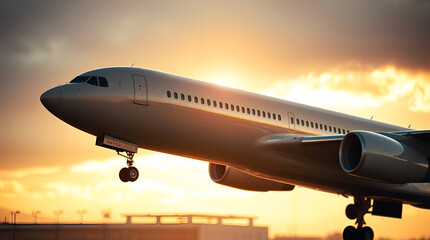 Obraz premium Modern Airplane in Flight, Generative AI