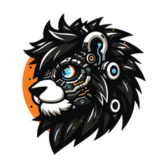 Techno Lion Logo Vector – Cyber Warrior Animal Symbol