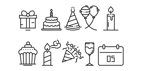 birthday icon set illustration 