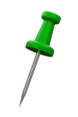 Green push pin 3D. Realistic Green thumbtack on transparent background. ready to use for design.