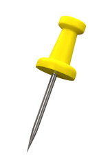 Yellow push pin 3D. Realistic Yellow thumbtack on transparent background. ready to use for design.
