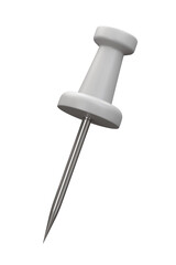 White push pin 3D. Realistic White thumbtack on transparent background. ready to use for design.