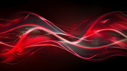 Abstract design with red and gray flowing lines.