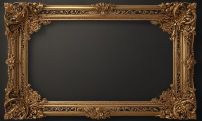 Ornate gold frame, classic scrollwork, floral accents,  detail,  illustration