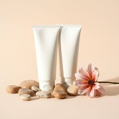Blank Cream Tubes with Flower.