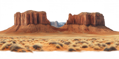 Monument Valley Buttes Desert Landscape on transparent background