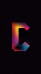 Colorful neon capital letter c