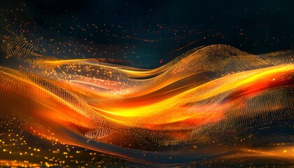 Abstract design with golden waves of light.