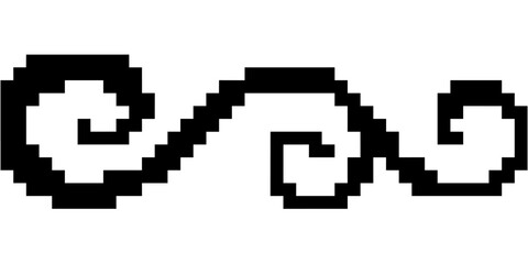 Pixel vintage Victorian swirls vector for classic design, decoration, and border visuals. Ideal for pixel frames, antique labels, and ornamental digital themes.