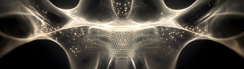 Abstract design of interwoven light forms.