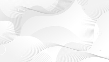 Abstract white and grey background with dynamic waves