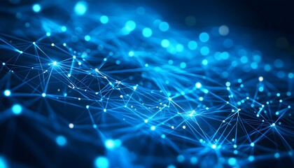 Abstract network of glowing blue lines and points.