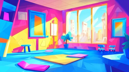 Illustration showcases a child's imaginative and colorful space.