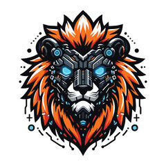 Cyber Lion Logo – Futuristic Tech Beast Vector Emblem