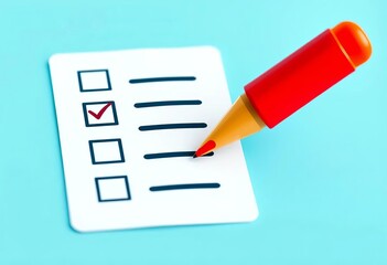 Flat design vector icon of a checklist with empty checkboxes and a pen,  graphic,  stationery