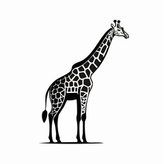 Obraz premium Standing Giraffe Silhouette — Flat 2D Minimalist Vector
