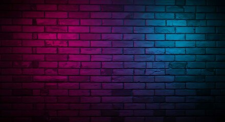 Glowing Neon Light on Brick Wall &ndash; Urban Nightlife and Retro Design Background