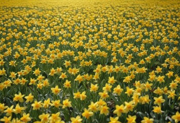 A carpet of glistening daffodil petals, sunny yellow blooms in a verdant field ,  outdoor,  flowers