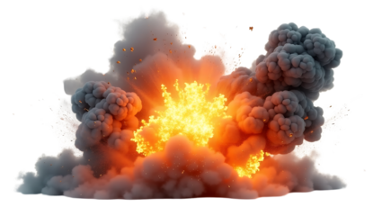 realistic explosion on transparent 