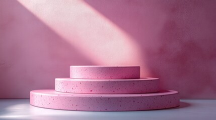 Pink Terrazzo Podium Display Three Tiered Pedestal Product Presentation Background