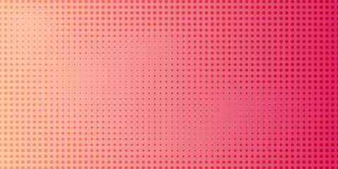 Pink orange polka dots gradient halftone background. Pop art cartoon dot texture with comic graphic design, Horizontal abstract pattern wall for cover digital technology.