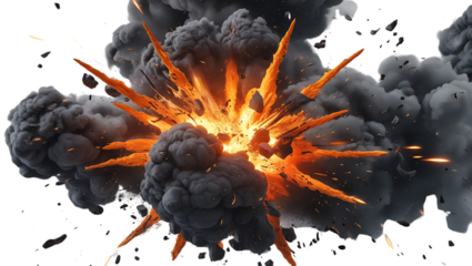 realistic explosion on transparent 