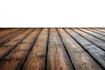 Close-up view of textured wooden floor planks with warm brown tones and visible grain patterns fading into white background