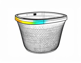Wireframe design of a modern wastebasket showcasing its structure and functionality