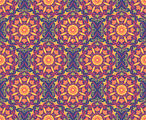 Japanese Luxury Flower Motif Vector Seamless Pattern