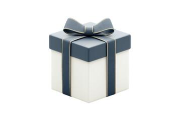 Elegant blue and white gift box with bow, cut out