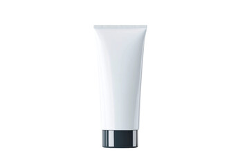 Blank white tube for skincare product packaging mockup on black background, cut out