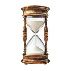 Antique Hourglass with Copper Frame on Transparent Background