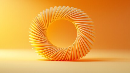Abstract swirling orange ring on yellow background