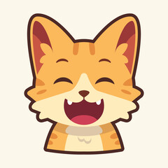 Laughing Cat Emoticon, Cat Cartoon Illustration Vector Sticker