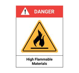 Danger Flammable Sign – Fire Prohibited Safety Warning Vector Illustration