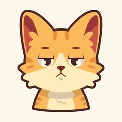 Bored Cat Emoticon, Cat Cartoon Illustration Vector Sticker