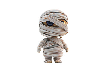 Cute cartoon mummy character with big eyes wrapped in bandages, cut out