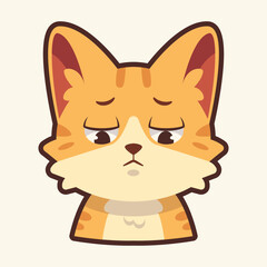 Sad Cat Emoticon, Cat Cartoon Illustration Vector Sticker