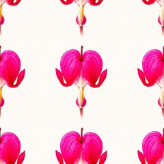 Seamless Watercolor Bleeding Heart Flower Pattern