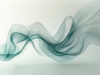 Abstract teal smoke-like waves on light background